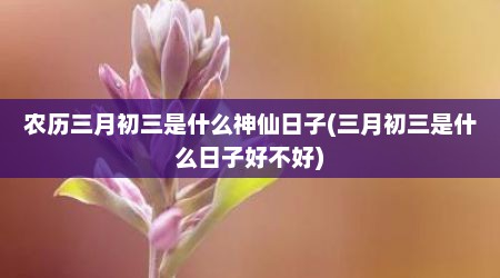农历三月初三是什么神仙日子(三月初三是什么日子好不好)