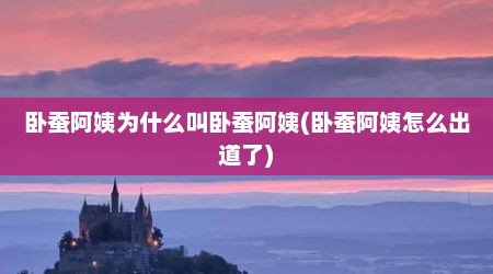 卧蚕阿姨为什么叫卧蚕阿姨(卧蚕阿姨怎么出道了)