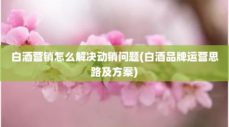 白酒营销怎么解决动销问题(白酒品牌运营思路及方案)