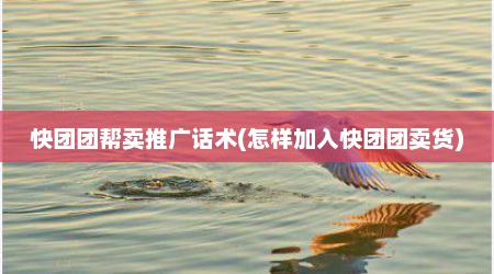 快团团帮卖推广话术(怎样加入快团团卖货)