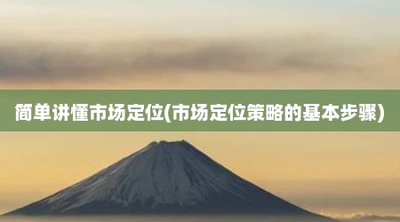 简单讲懂市场定位(市场定位策略的基本步骤)