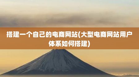 搭建一个自己的电商网站(大型电商网站用户体系如何搭建)