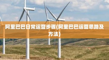 阿里巴巴日常运营步骤(阿里巴巴运营思路及方法)