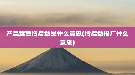 产品运营冷启动是什么意思(冷启动推广什么意思)