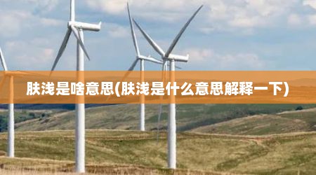 肤浅是啥意思(肤浅是什么意思解释一下)