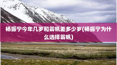 杨振宁今年几岁和翁帆差多少岁(杨振宁为什么选择翁帆)