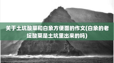 关于土坑酸菜和白象方便面的作文(白象的老坛酸菜是土坑里出来的吗)