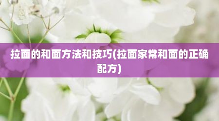 拉面的和面方法和技巧(拉面家常和面的正确配方)