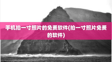 手机拍一寸照片的免费软件(拍一寸照片免费的软件)