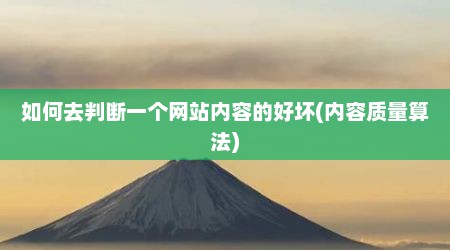 如何去判断一个网站内容的好坏(内容质量算法)