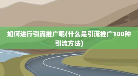 如何进行引流推广呢(什么是引流推广100种引流方法)