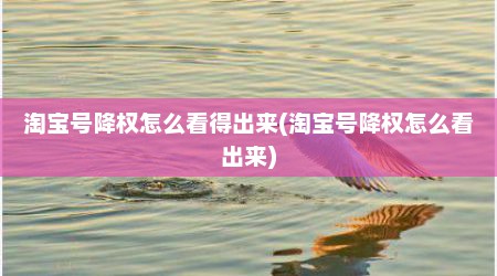 淘宝号降权怎么看得出来(淘宝号降权怎么看出来)