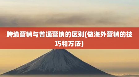 跨境营销与普通营销的区别(做海外营销的技巧和方法)