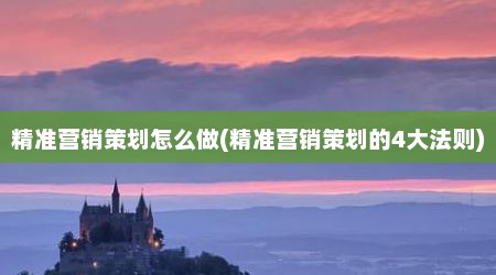 精准营销策划怎么做(精准营销策划的4大法则)
