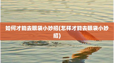 如何才能去眼袋小妙招(怎样才能去眼袋小妙招)