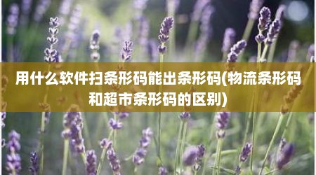 用什么软件扫条形码能出条形码(物流条形码和超市条形码的区别)