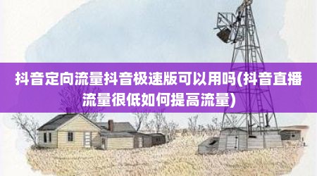 抖音定向流量抖音极速版可以用吗(抖音直播流量很低如何提高流量)