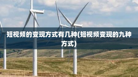 短视频的变现方式有几种(短视频变现的九种方式)