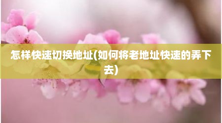 怎样快速切换地址(如何将老地址快速的弄下去)
