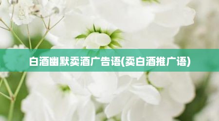 白酒幽默卖酒广告语(卖白酒推广语)