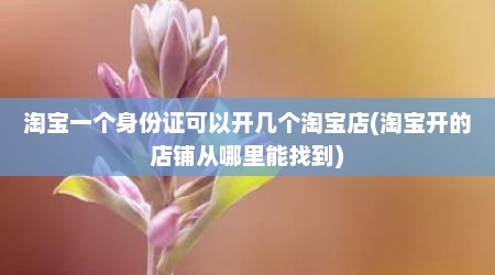 淘宝一个身份证可以开几个淘宝店(淘宝开的店铺从哪里能找到)