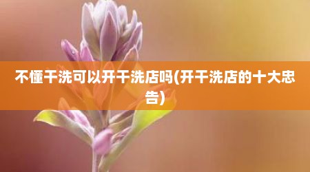 不懂干洗可以开干洗店吗(开干洗店的十大忠告)