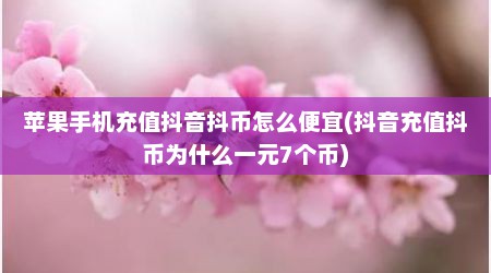 苹果手机充值抖音抖币怎么便宜(抖音充值抖币为什么一元7个币)