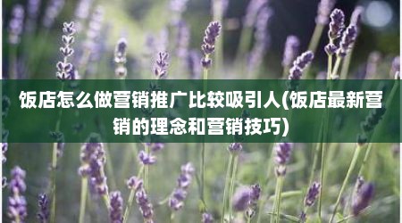 饭店怎么做营销推广比较吸引人(饭店最新营销的理念和营销技巧)