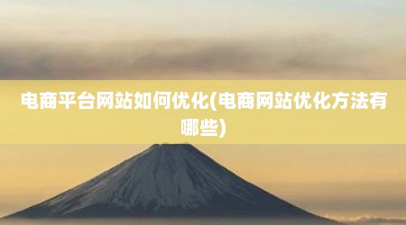 电商平台网站如何优化(电商网站优化方法有哪些)