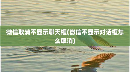 微信取消不显示聊天框(微信不显示对话框怎么取消)