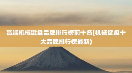 高端机械键盘品牌排行榜前十名(机械键盘十大品牌排行榜最新)