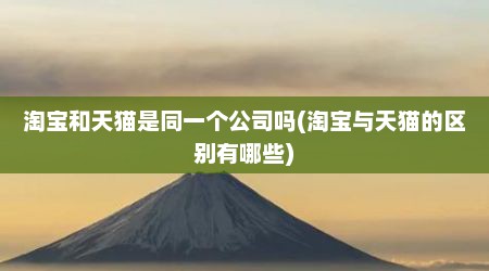 淘宝和天猫是同一个公司吗(淘宝与天猫的区别有哪些)