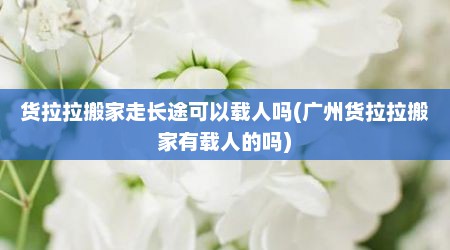 货拉拉搬家走长途可以载人吗(广州货拉拉搬家有载人的吗)