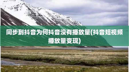 同步到抖音为何抖音没有播放量(抖音短视频播放量变现)