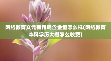 网络教育文凭有用吗含金量怎么样(网络教育本科学历大概怎么收费)