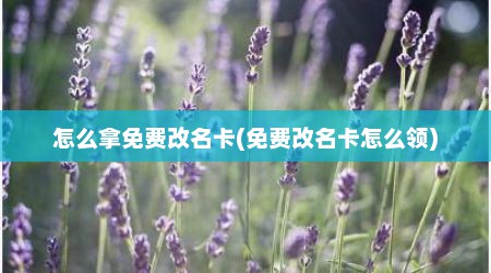怎么拿免费改名卡(免费改名卡怎么领)