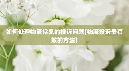 如何处理物流常见的投诉问题(物流投诉最有效的方法)