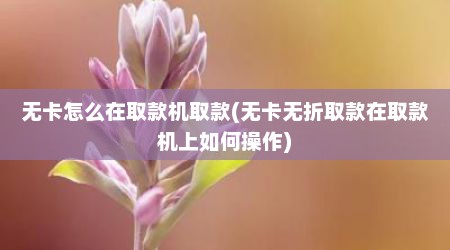 无卡怎么在取款机取款(无卡无折取款在取款机上如何操作)