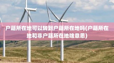 户籍所在地可以转到户籍所在地吗(户籍所在地和非户籍所在地啥意思)