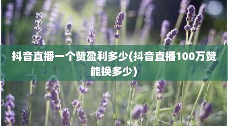 抖音直播一个赞盈利多少(抖音直播100万赞能换多少)
