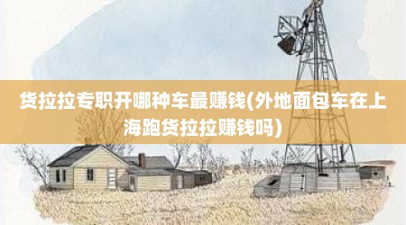 货拉拉专职开哪种车最赚钱(外地面包车在上海跑货拉拉赚钱吗)