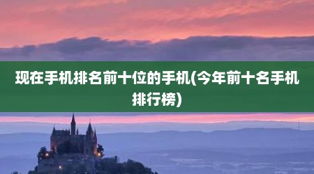 现在手机排名前十位的手机(今年前十名手机排行榜)