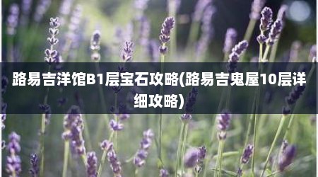 路易吉洋馆B1层宝石攻略(路易吉鬼屋10层详细攻略)