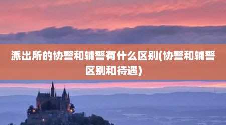 派出所的协警和辅警有什么区别(协警和辅警区别和待遇)