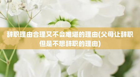 辞职理由合理又不会难堪的理由(父母让辞职但是不想辞职的理由)