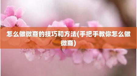 怎么做微商的技巧和方法(手把手教你怎么做微商)