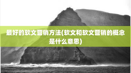 最好的软文营销方法(软文和软文营销的概念是什么意思)