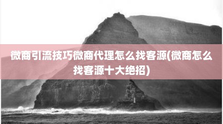 微商引流技巧微商代理怎么找客源(微商怎么找客源十大绝招)