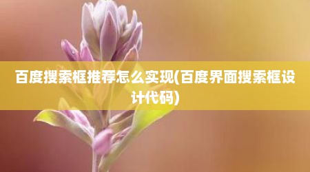 百度搜索框推荐怎么实现(百度界面搜索框设计代码)