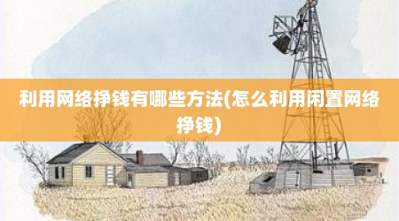 利用网络挣钱有哪些方法(怎么利用闲置网络挣钱)